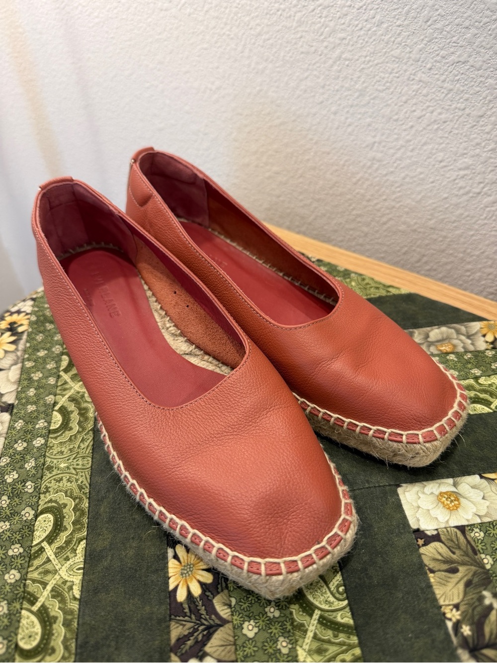 Everlane Women's Leather Espadrille Flats in Terracotta Red
